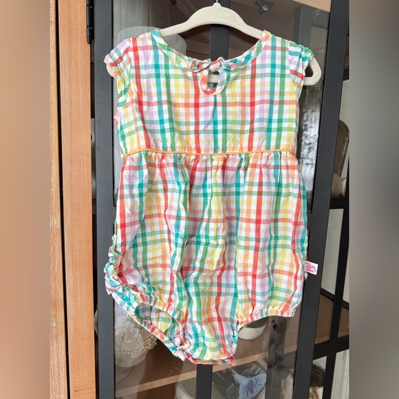 Rufflebutts bubble romper rainbow gingham plaid print ruffles baby girl toddler - Picture 5 of 8